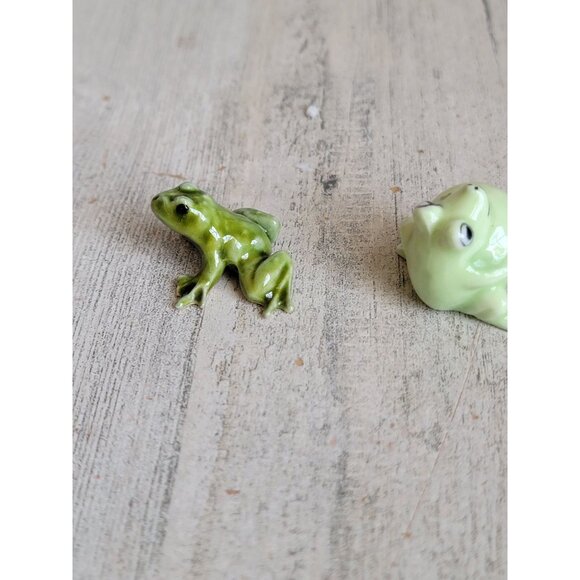 Ceramic miniature green frog ribbit unique‎ set decor figure - Picture 5 of 6